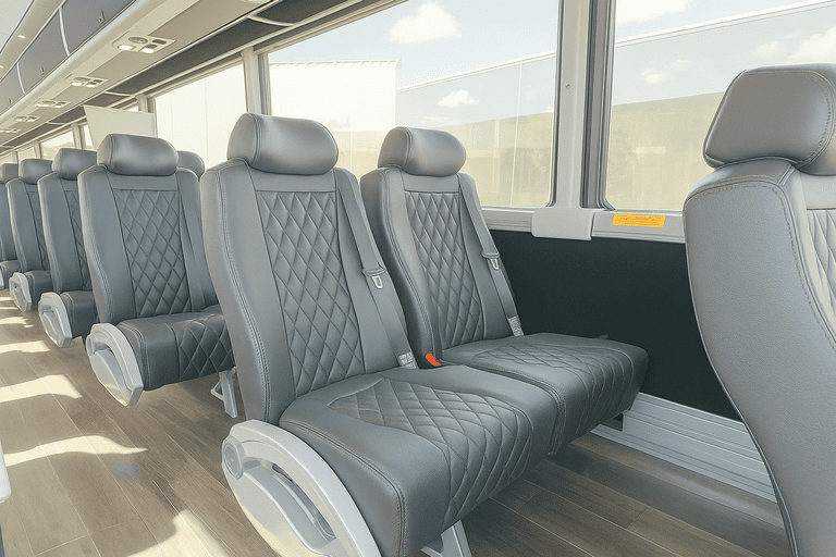 interior of Rialto Shuttle Bus Rentals charter bus